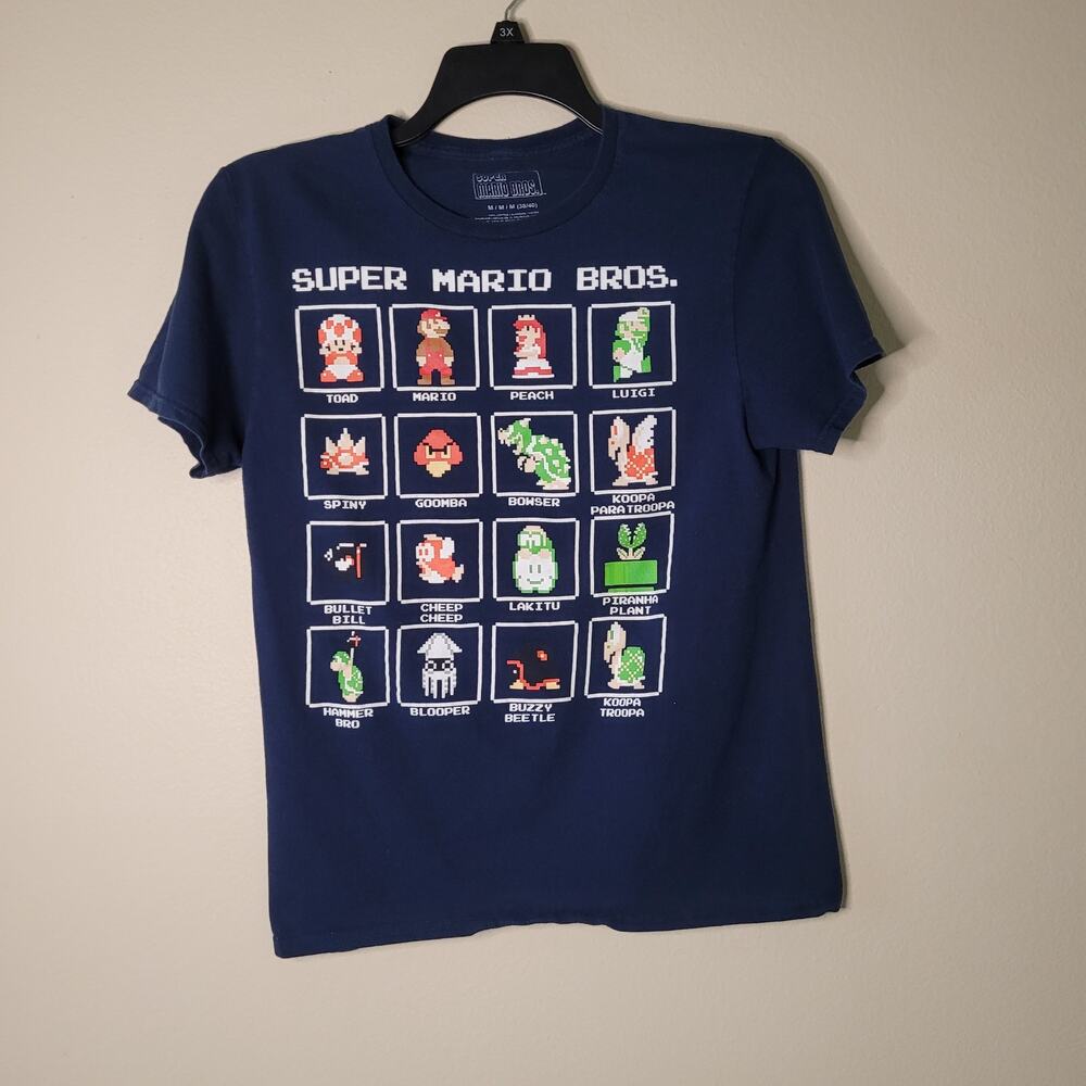 Fun Nintendo Super Mario Bros. Blue Boys T-Shirt Medium